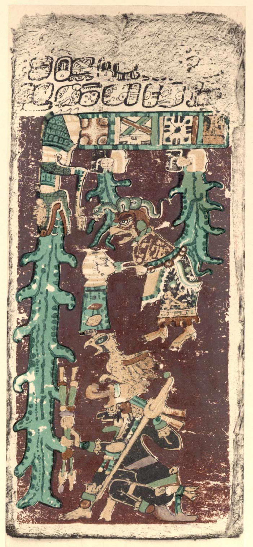 Mayan pictograph of a serpent pouring bowls of water out onto the earth.