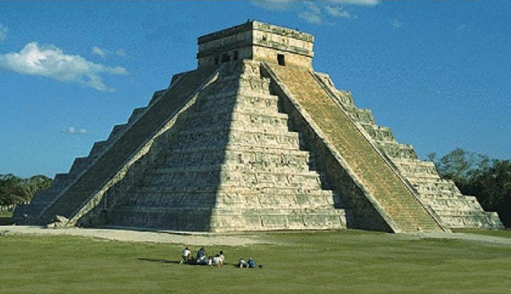 Ancient Mayan pyramid - Notice the SERPENT slithering down the left side as the sun passes over.