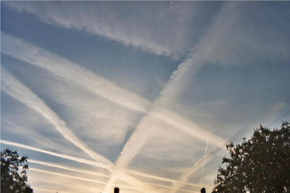 Chemtrail spraying grid pattern.