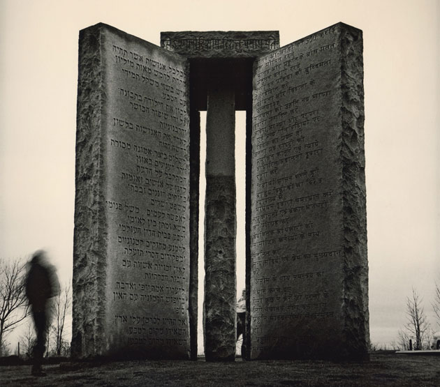 The Georgia Guidestones at sunset