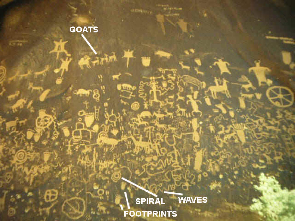 This is called newspaper rock...Yo0u figure out this spiral petroglyph